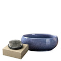 Water Lotus Bowl Planter Kit - Japanese Compote Bowl Ikebana Vase Set w/ 2.4" Floral Frog- Ideal for Ikebana, Flower Arrangement & Hydroponic Planting (Large-Violet Galaxy) - color: Large-violet Galaxy