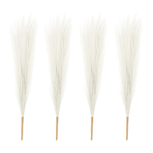 PATIKIL 17 Inch Faux Pampas Grass, 4 Pcs Boho Decor for Home Decoration Artificial Tall Fluffy Stems for Wedding Flower Party Vase Arrangement Centerpieces, Cream - color: Cream