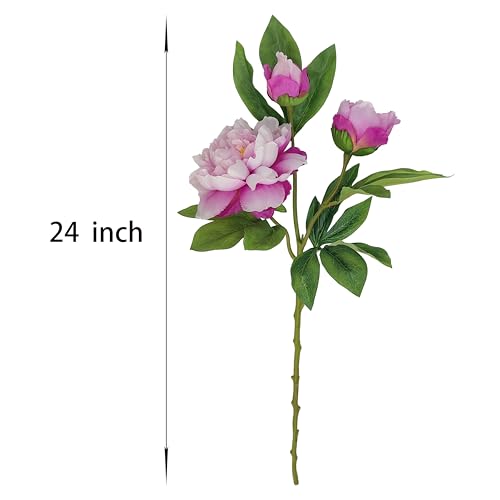 Peony Artificial Flowers,4 Pcs Fake Faux Peony Flowers Look Real,Silk Peonies with Stems for Home Decor,Purple Pink Peonies Artificial Flowers for Floral Arrangements (4, Purple Pink) - color: Purple Pink