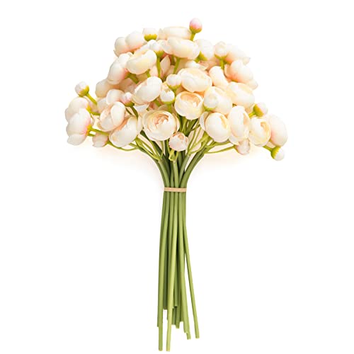 Ling's moment Ranunculus Artificial Flower, Faux Silk Mini Ranunculus Flowers for DIY Bouquet, Bulk Fake Wedding Filler Flowers for Centerpieces Arrangements Bridal Shower Decorations, Pink Shade - color: Wht-pink Shade