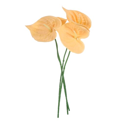 uxcell 4Pcs 11inch Artificial Anthurium Lily Flowers, Permanent Flower Bouquet for Home Arrangements Wedding Festival Decoration Crafts Store Decor Accessories, Beige - color: Beige