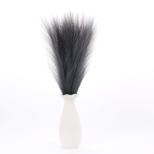 Faux Pampas Grass Decor ， 21.7 Inch Artificial Pampas Grass Dark Gray Reed Grass, Vase Filler for Home Decor, Room, Bathroom, Wedding, Table Centerpiece - 20PCS - color: Dark Gray