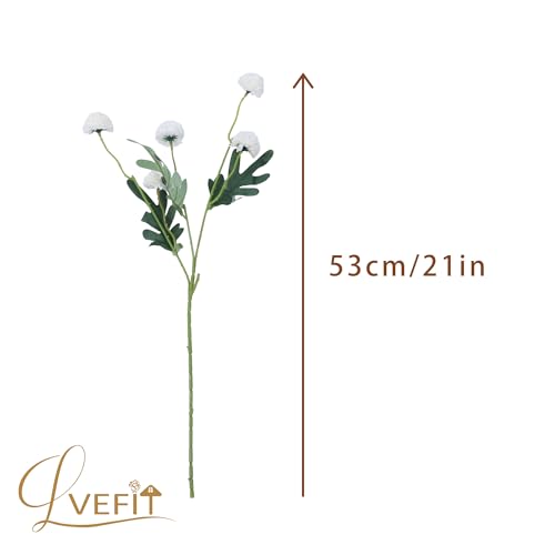 LVEFIT 10 Pcs White Kiku Flower Fake Mums Long Stem Flowers,Faux Kiku Flower Bulk,Silk Flowers Mini Chrysanthemum Floral Arrangements,Artificial Flowers Chrysanth Mini Fake Flower - color: White