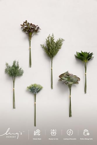 Ling's moment Artificial Greenery Stems Box Set, Faux Greenery Picks for DIY Bridal Bouquets Wedding Floral Arrangement Table Centerpieces, Black Forest - color: Greenery Combo- Black Forest