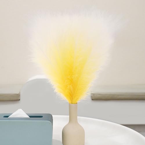 6 PCS Faux Pampas Grass Arrangement - 18"/45cm Artificial Fluffy Pompous Grass Stems for Boho Chic Home and Wedding Decor (Yellow Gradient) - color: A1- Yellow Gradient