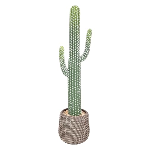 33 Inch Tall Realistic Cactus Plant Artificial with Plastic Woven Planter Decoration Indoor, Lifelike Fake Cactus Plant for Home Office Garden Store Porch Patio Decor. - size: 33 Inch