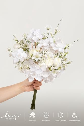 Ling's moment Artificial Greenery Stems Box Set, Faux Greenery Picks for DIY Bridal Bouquets Wedding Floral Arrangement Table Centerpieces, White & Light Green - color: Filler Flower Combo- White & Light Green