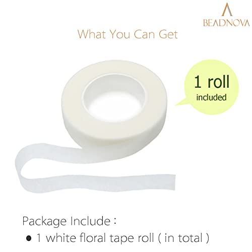 BEADNOVA Floral Tape 1/2inch Flower Tape White Floral Tape for Bouquets Floral Arranging Stem Wrap Craft (White, 30yards) - color: White