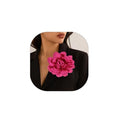 Large Flower Brooches Lapel Pins for Women Satin Fabric Brooches Big Camellia Flower Brooch Pins Wedding Part Dance Clothes Accessories Jewelry Gifts - color: rose red