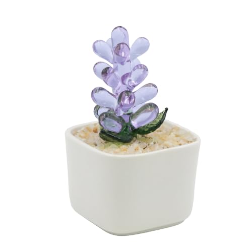 Purple Glass Hyacinth Planter 3.5 Inch Potted Faux Hyacinth for Desk Decor Home Aesthetics - color: Purple Hyacinth
