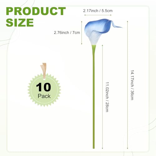 M METERXITY 10-Pack Black Blue Artificial Calla Lily Flowers,14 Inch Faux Calla Lily PU Bouquets Real Touch Faux Flowers for Home/Wedding/Christmas/Party - color: Black Blue