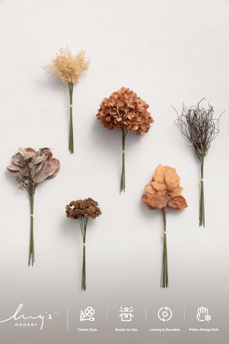 Ling's moment Artificial Greenery Stems Box Set, Faux Greenery Picks for DIY Bridal Bouquets Wedding Floral Arrangement Table Centerpieces, Burnt Orange & Amber - color: Season Combo- Late Autumn