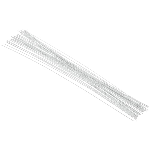 PATIKIL 22 Gauge 14" Floral Stem Wire, 50 Pcs Paper Wrapped Iron Artificial Flower Stem Accessories for DIY Bouquet Stem and Craft Decoration, White - color: White