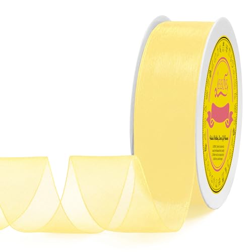 Ivory Organza Ribbon 1-1/2 inch x 50 Yards Sheer Chiffon Ribbon for Gift Wrapping Wedding Invitations Party Decoration Bridal Bouquets Crafts - color: Ivory, size: 1-1/2" X 50 Yards