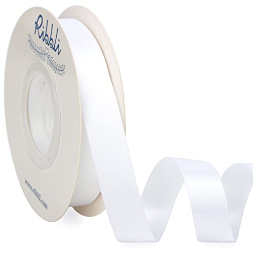Ribbli White Satin Ribbon 5/8 inch x Continuous 25 Yards,Double Faced Satin Use for Craft, Gift Wrapping, Christmas Ornaments, Hair Bows, Bouquet Bows - color: White, size: 5/8 inch