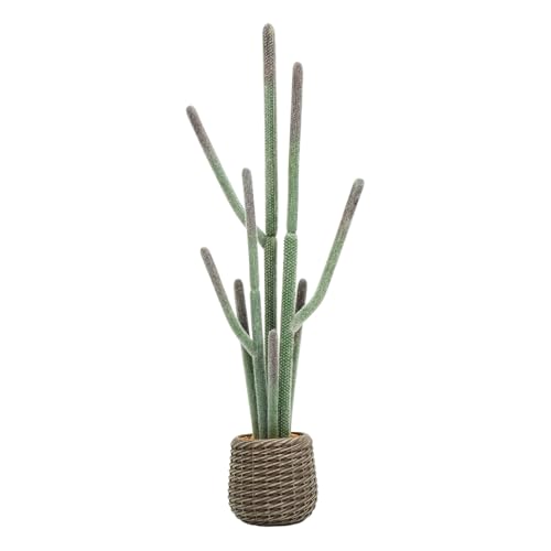 44” Artificial Cactus Plant with Brown Decorative Planter, Realistic Faux Cactus Plants Indoor, Tropical Artificial Cacti Floor Plant for Table Living Room Office Porch Home & Outdoor Decor - size: 44''