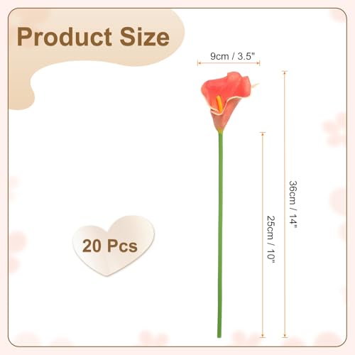 HARFINGTON 20pcs Artificial Calla Lily Fake Silk Flowers Bouquet Real Touch for Home Garden Wedding Party Decoration, Coral - color: Coral