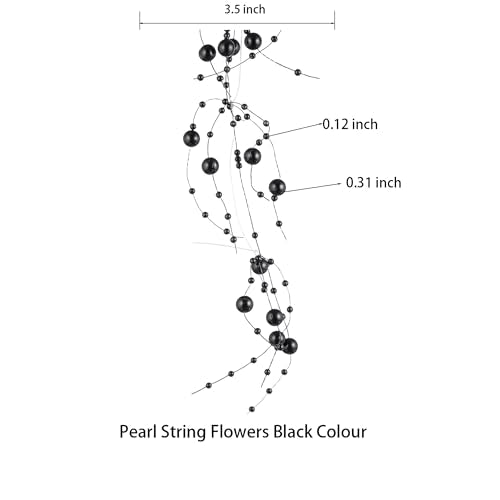13Feet Pearl String Spool Roll for Floating Candles Faux Pearls Strands Garland for Vase Filler Wedding Centerpiece Christmas Table Decor (Black) - color: Black