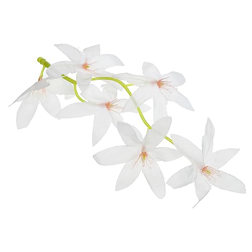 PATIKIL 7 Inch Artificial Orchid Flower, 24 Pcs Floating Candles Simulation Flower Cylinder Vase Fillers for Home Wedding Decoration, White - color: White