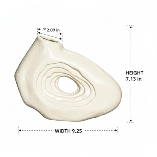 Sunddo Donut Vase, 7 Inch White Ceramic Vase for Modern Home Decor - Small Boho Style Decorative Vase for Flowers, Bathroom, Desk, Kitchen Table, Shelf Centerpiece - color: White, size: 7 inch