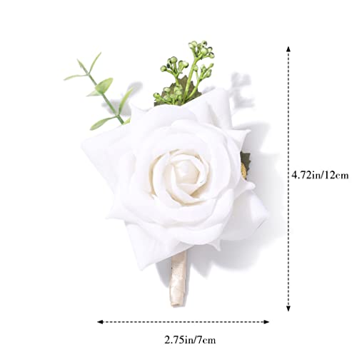 Wedding Boutonniere Groom Flower Buttonholes Groomsmans Prom Party Suit Decoration Anniversary Accessories for Man - color: A-white