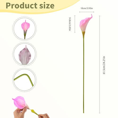 Pink Calla Lily Artificial Flowers 22PCS 25" Real Touch Long Stem Faux Calla Lillies for DIY Wedding Bouquet Party Home Decor (Pink) - color: Pink