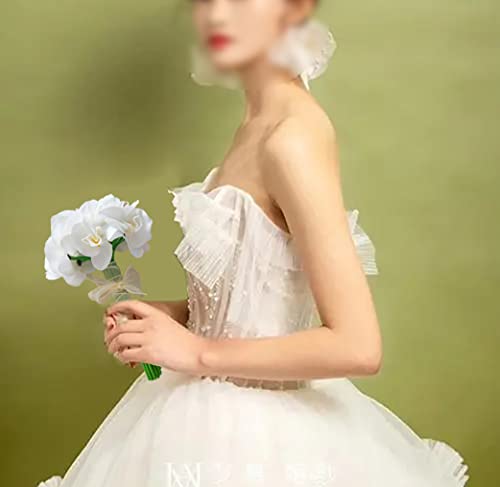 20 Pcs White Artificial Orchid Flower for Floating Candle Centerpieces, Faux Flower Head and stem DIY Crafts Bouquet for Bridal Bouquets Flower Arrangements Table Centers Home Decor.