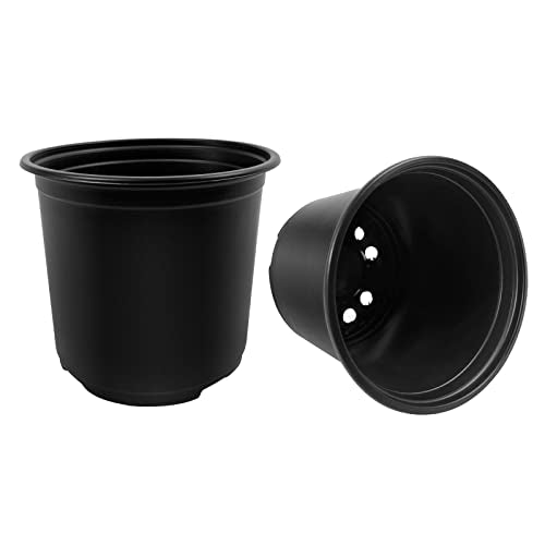 RAOOKIF 100 Pack Nursery Pots, 4 5 6 Inch Nursery Pot for Plants, Plastic Plant Pots with Drainage Holes, Garden Flower Pots for Transplanting, Succulents, Cuttings, Seedlings(4inch,100pcs) - size: 4 Inch