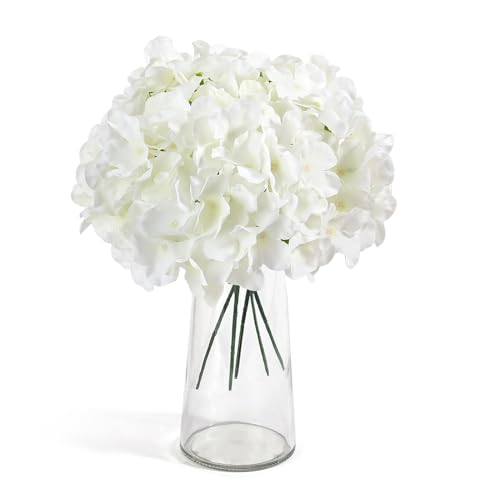 Auihiay 64 PCS Artificial Hydrangea Flowers, Silk Hydrangea Full Flowers Heads with Stems for Wedding Centerpieces, Home, Garden, Baby Shower, Party Decoration (Ivory) - color: Ivory