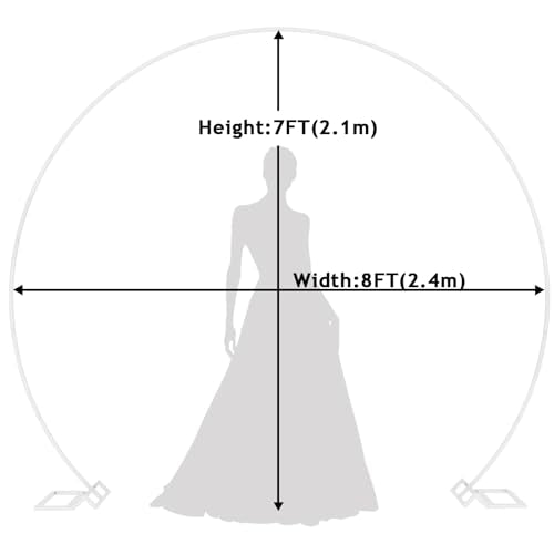 Wokceer Wedding Arch 8FT Round Backdrop Stand Balloon Arch Stand White Circle Balloon Arch Frame for Wedding Ceremony Birthday Party Anniversary Valentine Celebration Decoration - color: White, size: 8 FT