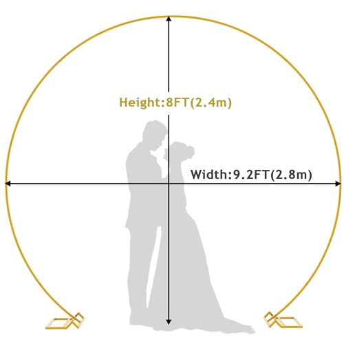 Wokceer 9.2 FT Large Circle Balloon Arch Stand Gold Metal Round Arch Backdrop Stand for Wedding Ceremony Birthday Party Bridal Shower Anniversary Background Decoration - color: Gold, size: 9.2 FT
