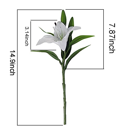 7 Pcs Artificial Lily Flowers Artificial Lilies Flowers for Home Wedding Bouquets Home Hotel Party Decor Graves Arrangement (White) - color: White