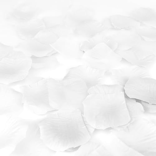 500 Pcs Exquisite White Rose Petals, Emulation Silk Rose Petals, Artificial Flower Petal for Romantic Nights, Weddings, Events, and Valentine's Day Deco (White) - color: White