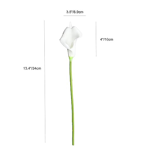 ONLY ART Artificial Pure White Calla Lily 20pcs – 13.5" PU Faux Flowers with Flexible Stems, Soft Texture, for New Year and Valentine's Day Home, Wedding & DIY Decor - color: Pure White