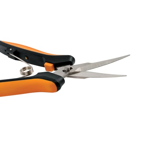 Fiskars Curved Micro-Tip Pruning Snips - 6" Garden Shears with Sheath and SoftGrip Handle - Yard and Garden Tools - Orange/Black - style: Curved Snips