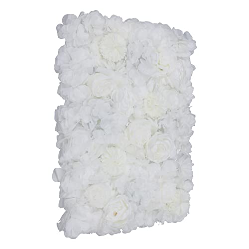 Gdrasuya10 6pcs Realistic Flower Wall Background Artificial Flowers Wall Backdrop Panel 3D Silk Rose Fake Flower Wall Panel Banquet Wedding Party Decor, Photography Background 60 x 40 cm - color: 6pcs, Ivory White