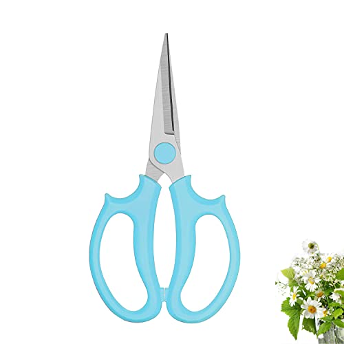 Leize Flower Scissors, Premium Thickened Stainless Steel Floral Shears, Strong Pruner for Flowers, Branches and Leaves (Blue Slender) - color: Blue Slender