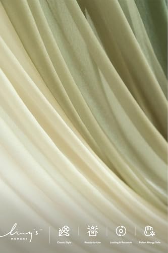 Ling's moment Wedding Arch Kit, Green Flowers & Sheer Drapes | Artificial Flowers, Luxury Ceremony Backdrop for Brides & Planners, Garden & Outdoor Weddings, Spring & Summer, 5-Piece Set - color: Wht-sage Green