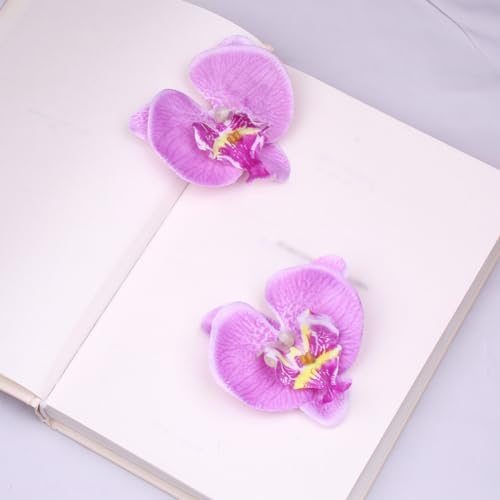 GSHLLO 30 Pcs Artificial Orchid Flower Heads Faux Orchid Petals Fake Phalaenopsis Orchids Artificial Butterfly Flowers Craft Fabric Flowers for Wedding Bouquet Multi