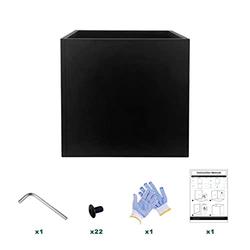 Galvanized Steel Planter Box Black Metal Planter Large Square 32Inch Indoor Outdoor Planters Cube Steel Heavy Duty Flower Pot Powder Coating Modern Commercial Residential for Patio, Yard, Garden - color: Black, size: 32" L x 32" W x 32" H