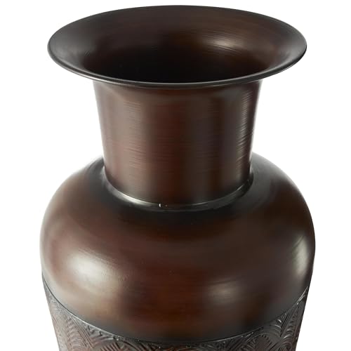 Deco 79 Metal Decorative Vase Tall Centerpiece Vases with Geometric Designs, Set of 3 Vases for Home Decoration 53", 40", 27" H, Dark Brown - color: Dark Brown, size: 53", 40", 27"H