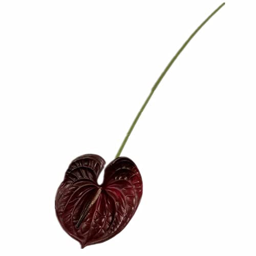 8pcs Artificial Anthurium Flower Branch 60cm 3D Printing Effect Faux Real Touch Single Stem per Piece Anthurium for Home Table Floral Decoration (Dark red) - color: Dark Red