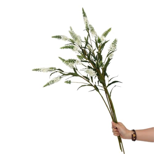 Artificial Lavender Lupine Flowers - 75cm (30 inches) High, 3PCS, 5 Flower Heads Perfect for Weddings, Restaurant, Office, and Bedroom Decor (White) - color: White