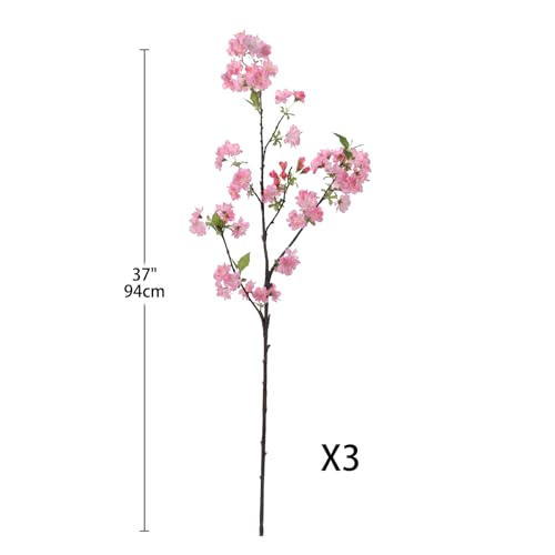 39" Tall Cherry Blossom Branches for Vase Faux Cherry Flowers Pink Peach Blossom for Floral Arrangements Artificial Apple Blossom Silk Tall Stems for Home Wedding Table Decor-3 Pcs - color: L-pink02 #3