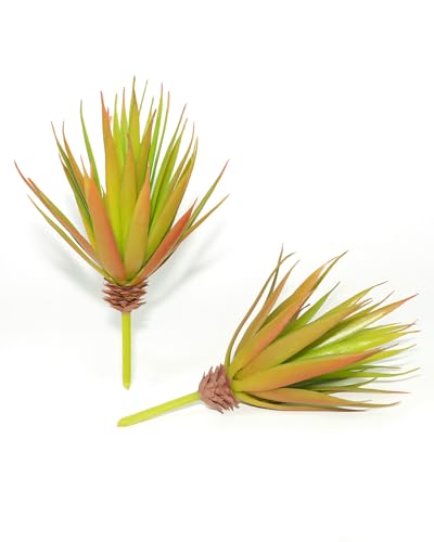 LJY 2 Pieces Realistic Artificial Faux Succulent Yucca Vera Greenhouse Small Plants Unpotted for Home Garden Decoration (Autumn Green) - color: Autumn Green