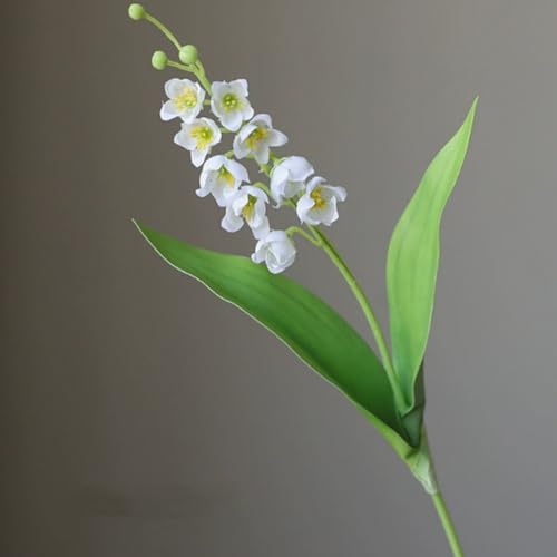 6 Branch Lily of The Valley Artificial Flowers, Lily of The Valley Plastic Flower ，Wind Chime Orchid Outdoor Bridal Wedding Bouquet for Home Garden Party Wedding Decoration (White) - color: White