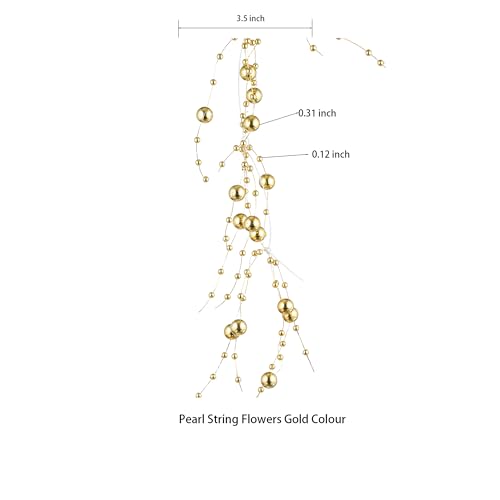 13Feet Pearl String Spool Roll for Floating Candles Faux Pearls Strands Garland for Vase Filler Wedding Centerpiece Christmas Table Decor (Gold) - color: Gold