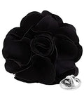 Premium Men's Formal Solid Color Flower Lapel Pin - Boutonniere for Men, Brooch Pin - color: Black