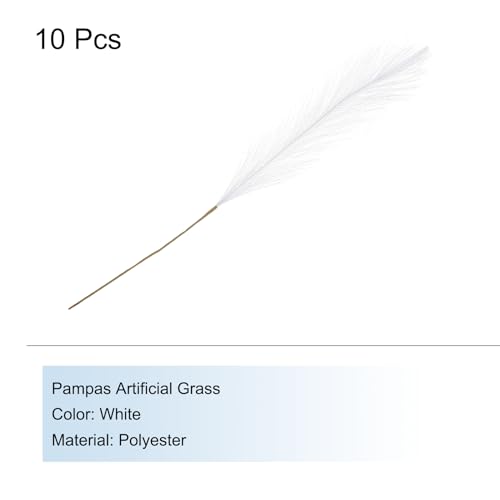 MECCANIXITY 10Pcs Faux Pampas Grass,21"/55cm Fluffy Fake Pampas Grass Decor Tall Artificial Pampas Grass for Living Room Party Wall Vase Wedding Decoration,White - color: White