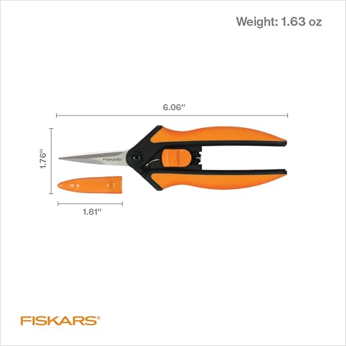 Fiskars 6" Pruning Scissors for Flower Stems, Herbs, Buds, and Small Plants, Garden Snips with Stainless Steel Blades, Gardening Trimmers with Comfortable Handle - style: Snips